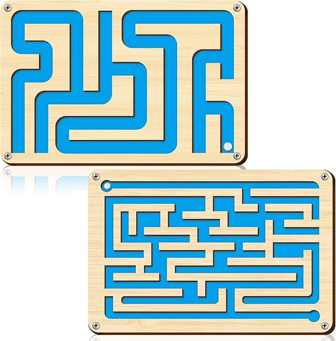 Sintuff 2 Pcs Wooden Maze Circuit Game, Dementia Activities for Seniors Elderly Alzheimers Products Maze Toy Gifts for Alzheimer's Patients, Improving Skills and Coordination, Easy to Hard Levels