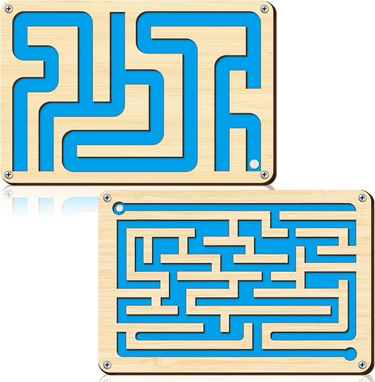 Sintuff 2 Pcs Wooden Maze Circuit Game, Dementia Activities for Seniors Elderly Alzheimers Products Maze Toy Gifts for Alzheimer's Patients, Improving Skills and Coordination, Easy to Hard Levels