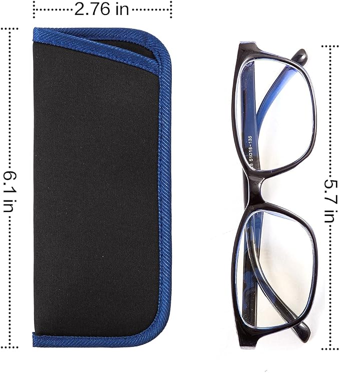 TRIUMPH VISION 3 Pack Reading Glasses Pouch Soft Case Eyeglass Sleeve Slim | Alternative to Bulky Case in bag, Lightweight Lined Padded Protect Optical lens Slip in, Cute Pattern Portable for Daily Use