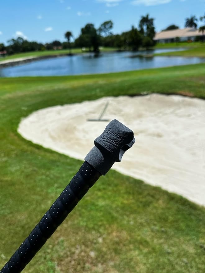 Pick Up the Rake, Without the Ache! Golf Rake Retriever Attaches to Sand Wedge Grip, Also Retrieves Dropped Clubs, Golf Gift for Men and Seniors, Fits Standard and Mid-Size Grips,