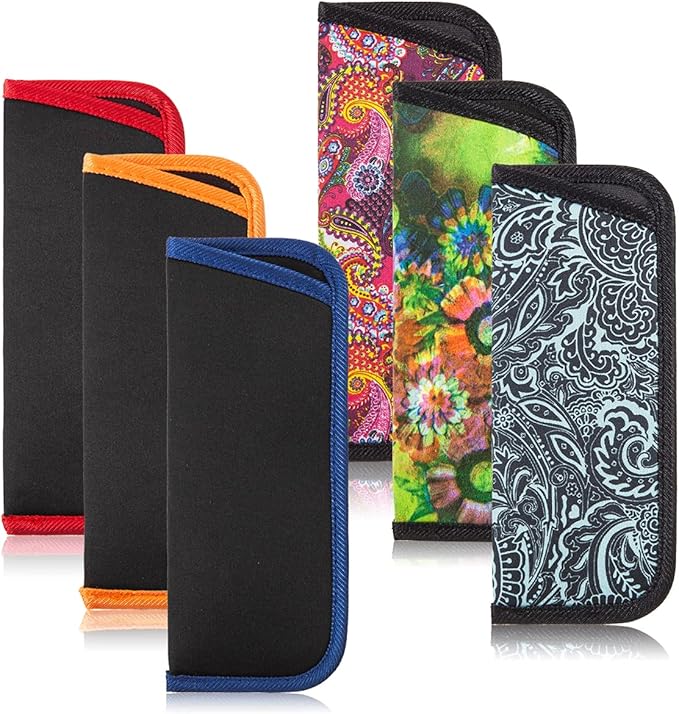 TRIUMPH VISION 3 Pack Reading Glasses Pouch Soft Case Eyeglass Sleeve Slim | Alternative to Bulky Case in bag, Lightweight Lined Padded Protect Optical lens Slip in, Cute Pattern Portable for Daily Use