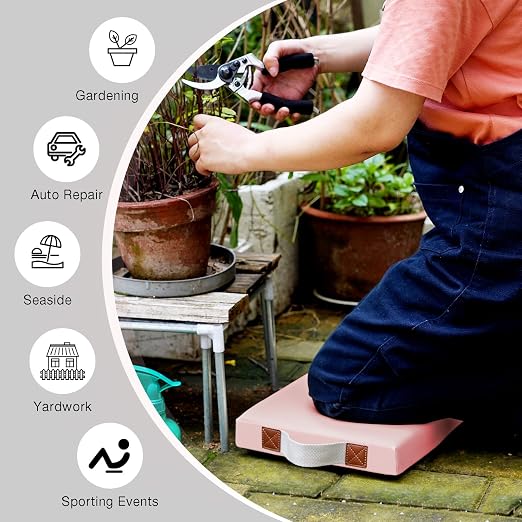 HappyPicnic Waterproof Garden Kneeling Pad, 2in Thick, Pink, 1 Pack | Soft High-density Foam knee support, with Handle, Easy to Clean, Non-slip, for Gardening, Yoga, Prayer, Housework, Exercise