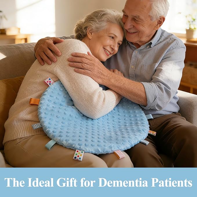 Fidget Blanket for Adults with Dementia, Sensory Mat for Alzheimers Patients, Dementia Activites for Senior (Light Blue, Round - Diameter 50cm / 19.69 inch)
