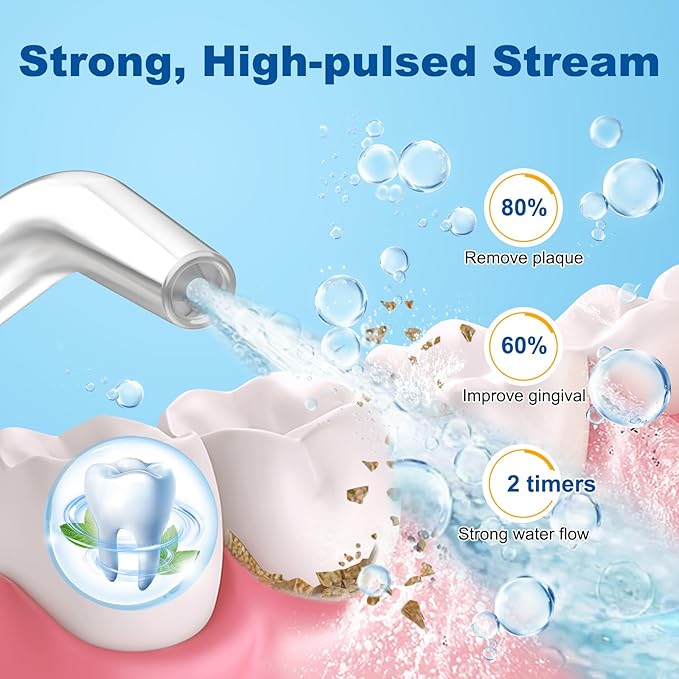 Water Flossers for Teeth, 300ML Cordless Oral Irrigator Rechargeable Dental Flosser Picks with 5 Modes 5 Jet Tips,IPX7 Waterproof Teeth Cleaner for Braces Gum Care, Home Travel Use