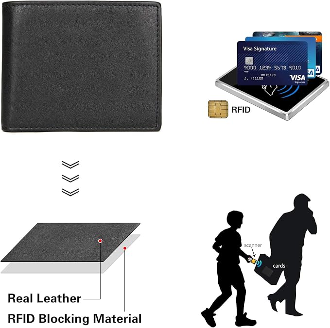 Polare Men's RFID Blocking Cowboy Genuine Natural Crazy Horse Leather Bifold Wallet