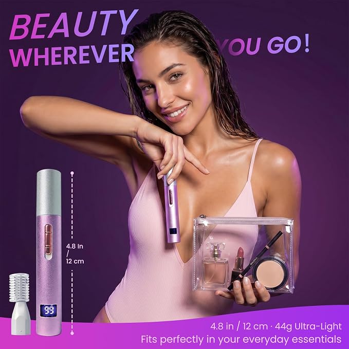 Nose & Ear Hair Trimmer for Women and Men, 2026 Painless USB Rechargeable Facial & Eyebrow Trimmer Clipper with LED Display for Easy Cleansing, Portable Grooming Kit,Gift Box Included (Purple)