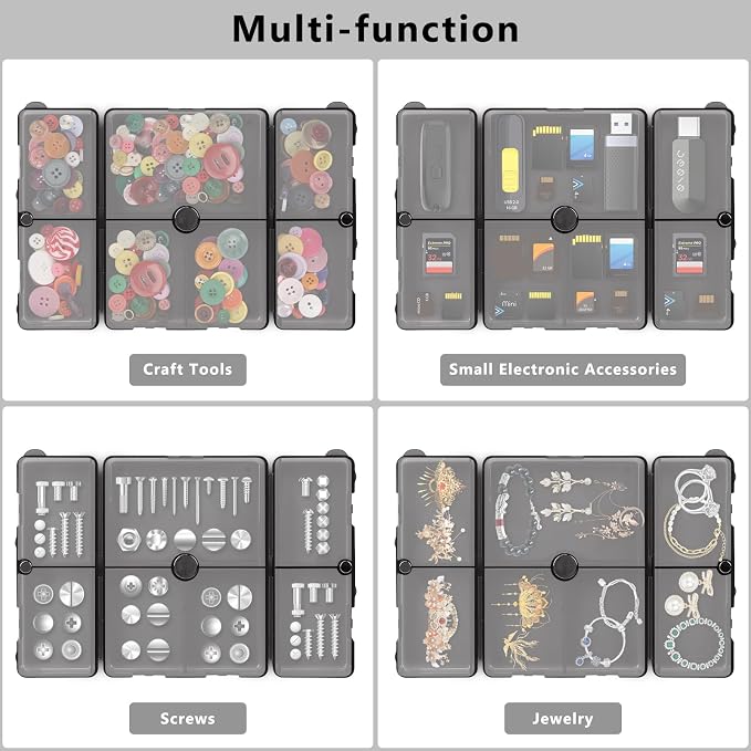 FYY 2 Pcs Daily Pill Organizer, 7 Compartments Portable Pill Case Travel Pill Organizer,[Folding Design]Pill Box for Purse Pocket to Hold Vitamins,Cod Liver Oil,Supplements and Medication-Clear Black