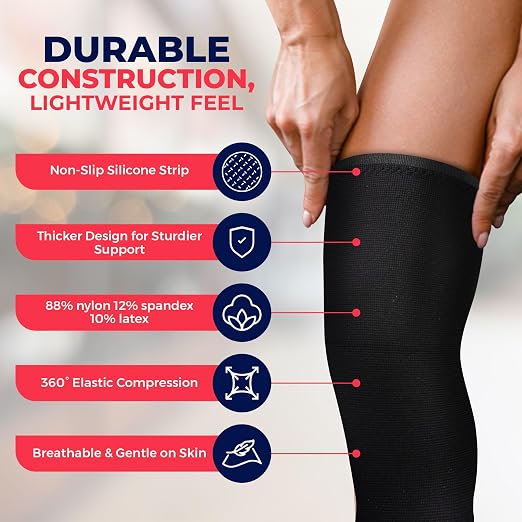 Dr. Arthritis Doctor-Developed Thick Knee Brace Support, Secure Compression Sleeve for Joint Stability (Black, XL)