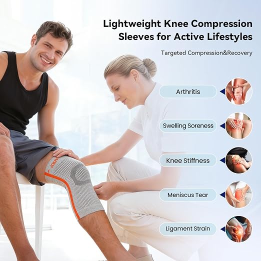 JOMVD Knee Compression Sleeve for Arthritis Pain – Knee Brace for Knee Pain Relief, Meniscus Tear, Inflammation, Circulation, Swelling & Injury Recovery – Anti-Slip Breathable Support for Women & Men,XX-Large