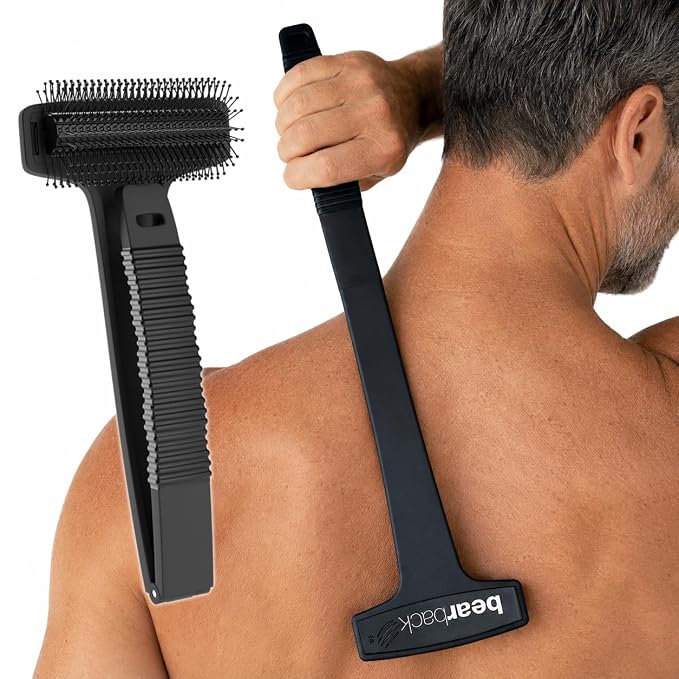 Back Scratcher for Men & Women - Long Reach Folding Handle, Skin-Safe Bristles - Extendable, Portable, Easy to Clean - Designed by a USA Small Business
