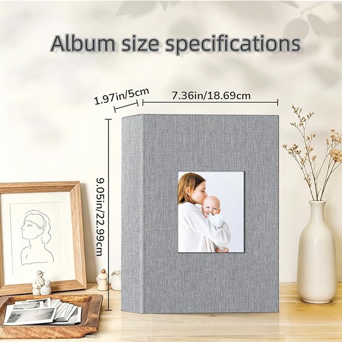 popotop Photo Album 4x6-200 Photos Photo Books with 200 Horizontal Pockets,Linen Cover Albums for Family Wedding Anniversary Baby Vacation Pictures