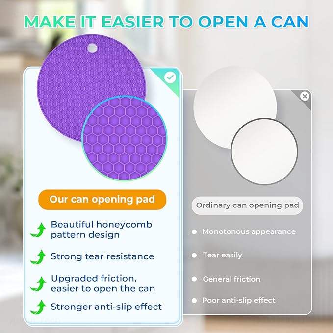 NiHome 4-Pack Silicone Jar Opener Pad for Weak Hands Seniors Kids, Large Non-Slip Jar Gripper Multi-Purpose Kitchen Bottle Opener Non-Tear Lid Opener Rubber Coaster (Candy Color Set)