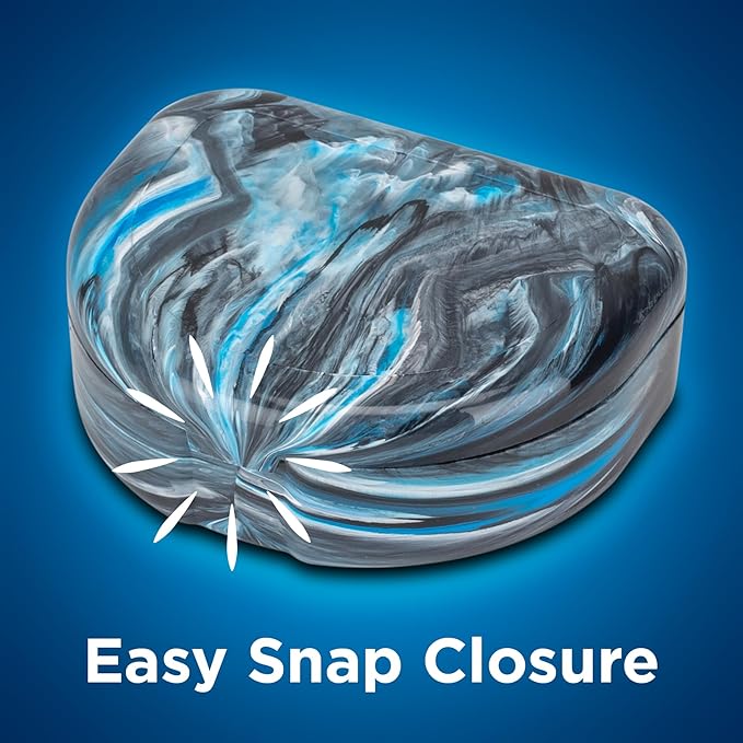 Practicon Marble Retainer Cases, Orthodontic Aligner Case, Mouth Guard Holder (3 Pack) (Black & Blue)