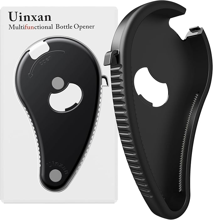 Multifunctional Bottle/Jar and Can Opener,Twist-Off Plastic Water Bottle,Pull Tab Soup,Magnet Beer Opener,for Weak Hands,Seniors,Elderly,Rheumatoid Arthritis,Lid Seal Remover (Black)