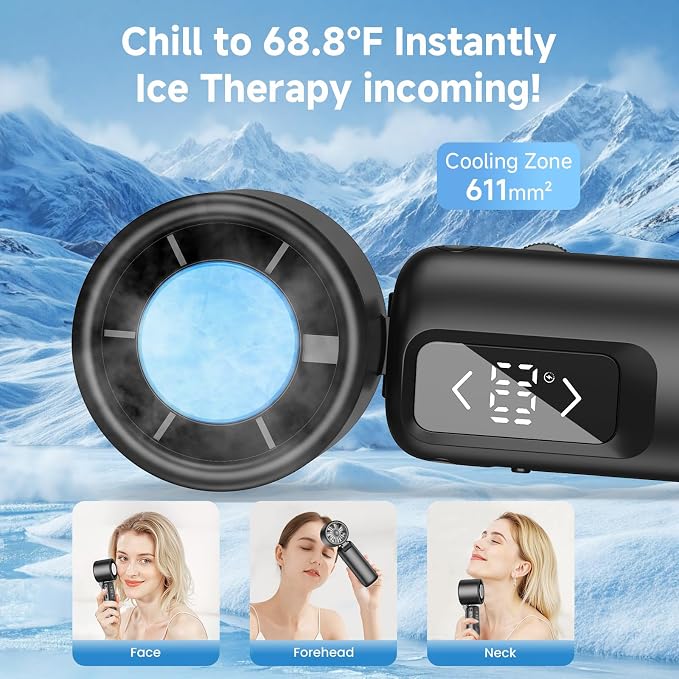 Portable Handheld Turbo Fan, 1-100 Gear Wind, Battery Operated, Up to 23 Working Hours, 3 IN 1 Personal Fan with Air Turbo Tech, Cooling Essentials for Indoor/Outdoor (Metallic Glossy Black)