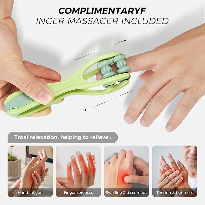 WUX Hand Massager with Heat Compression Relief, 3 Massage 4 Temperatures 5 Compression Models Therapy Glove, Arthritis & Wrist Carpal Tunnel Muscles Pressure Point Therapy, Ideal Gifts for Women/Men