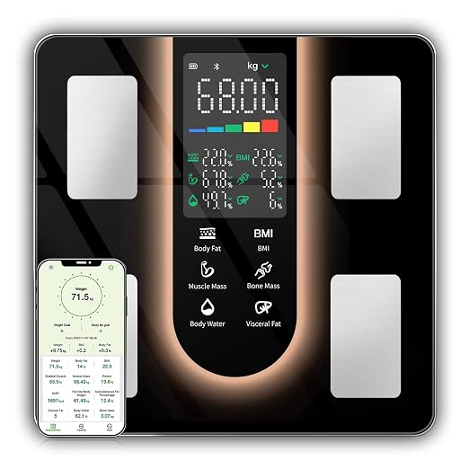 Smart Scale for Body Weight:23 Metrics Digital Scale for Health-Conscious Users - 5.8" Color Display Body Fat Scale, Bluetooth Sync, Accurate Tracking, ABS Material, 400lbs