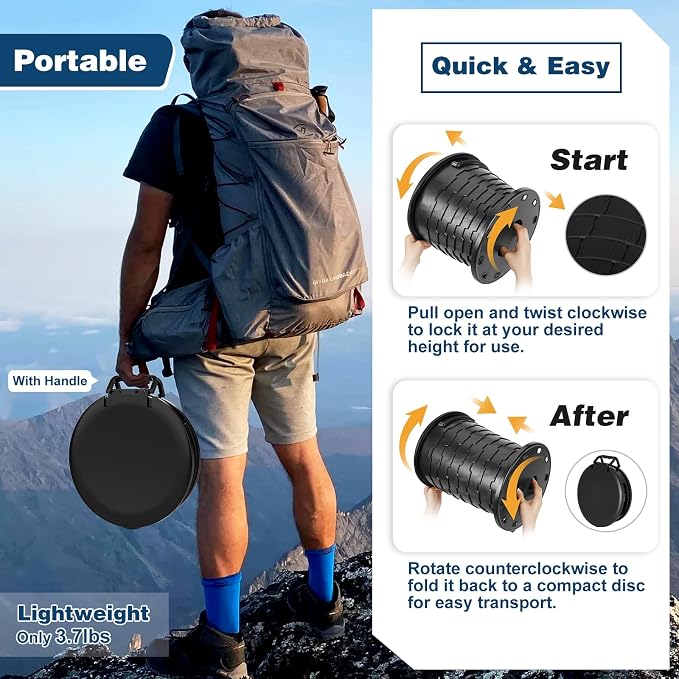 Camping Toilet,Height-adjustable Toilet, Portable Toilet for Camping, Car | Foldable Portable Potty with Toilet Bags and Paper Holder, for Camping, Outdoor, Hiking, Truck, RV, Beach