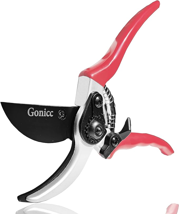 gonicc 8" Professional Sharp Bypass Pruning Shears (GPPS-1002) | Arthritis Friendly Garden Scissors & Plant Clippers, Sap Groove Design, Effortlessly Prunes 3/4" Branches.