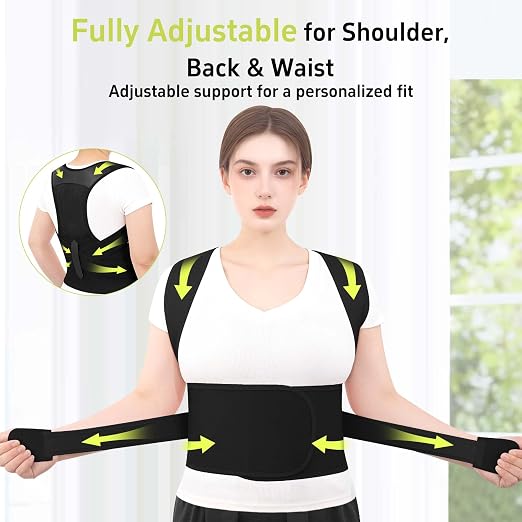 Posture Corrector for Women and Men Back Brace Support Straightener Scoliosis Upper Spine Instant Upright Hunchback Correction Kyphosis Fixer Adjustable Shoulder Straps Breathable (Black XL)