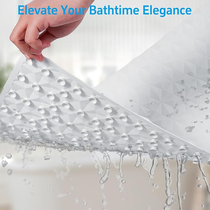 Non Slip Bathtub Mat for Bath Tub Shower - Natural Rubber Mat with 241 Suction Cups - Soft Bathroom Safety Mat - Unique Diamond Pattern - Fatigue Relief - Machine Washable - 16 × 28 Inch