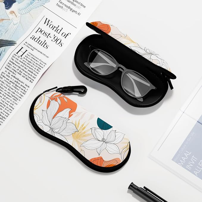 Sunglasses Soft Case, Ultra Light Portable Neoprene Zipper Glasses Case for Men Women