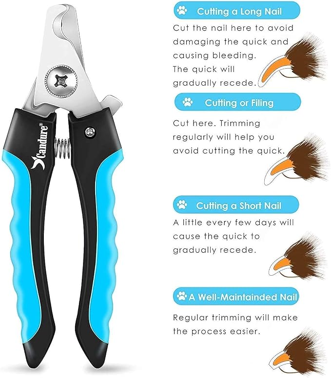 Candure Dog Nail Clippers and Trimmer with Safety Guard to Avoid Over-Cutting Toe Nails, Professional Grooming Pet Nail Clipper with Nail File for Small, Medium & Large Breeds | Pet Dog and Cat Nail Clipper