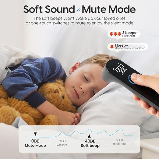 Viproud No-Touch Baby Thermometer for Adults and Kids, Fast & Accurate | 1 second Result, Fever Alarm, Mute Mode, Body & Object Mode, 35 Memory Recall, Baby Essentials, Lifetime Support
