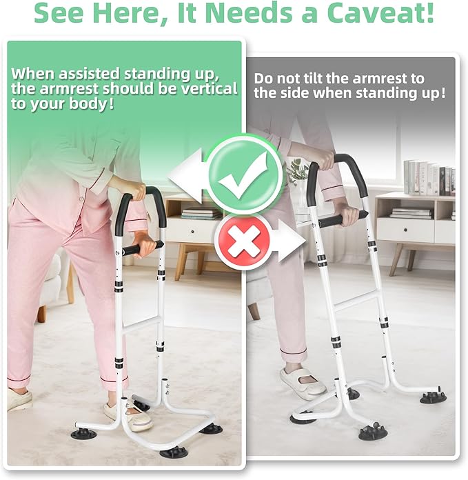 Chair Stand Assist, Stand Lift Rails with Suction Cup, Standing Up Assistance for Seniors, Height Adjustable, Standing Aid & Support Device, Stand and Sit Assist for Elderly, Adults, Patient