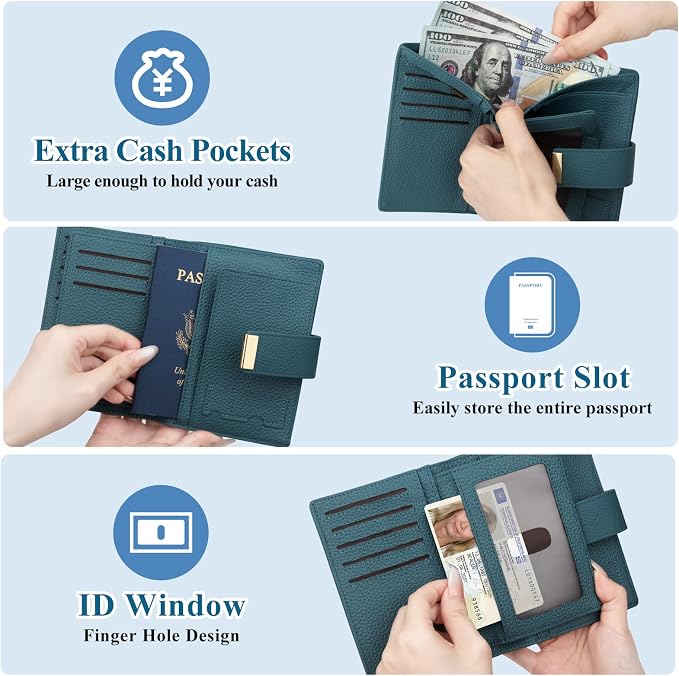 BKNOOU Slim Passport Holder RFID Blocking for Man & Women, Small Passport Holder with Airtag for Travel Compact Leather Passport Wallet Airtag, Zipper Coin Pocket Passport Cover Holder Card, Cash