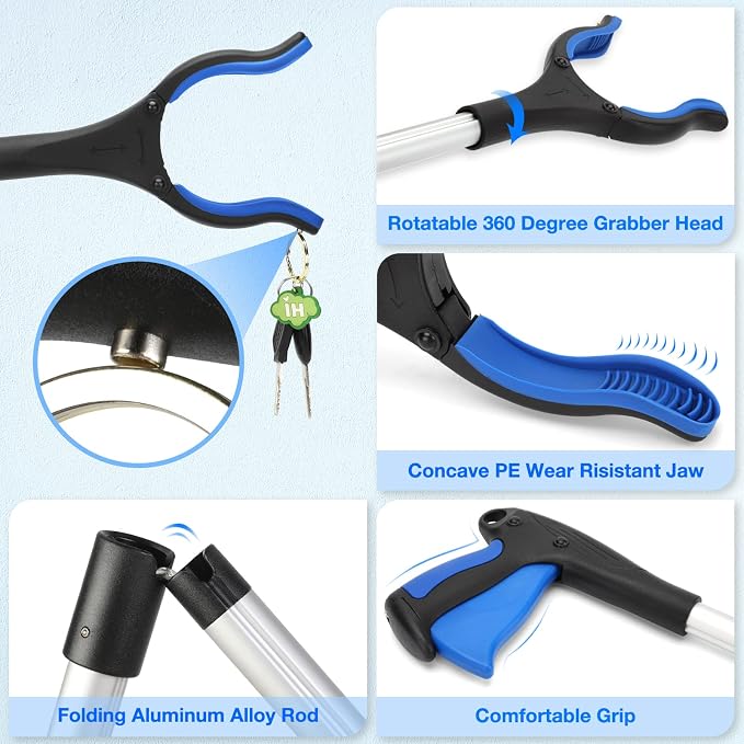 2-Pack Grabber Tool, 32" Long Reacher Grabber Pickup Tool with Magnetic Tip, Trash Picker for Elderly Grab It Reaching Tool, Garbage Picker Upper, Litter Pick Up Grab Tool