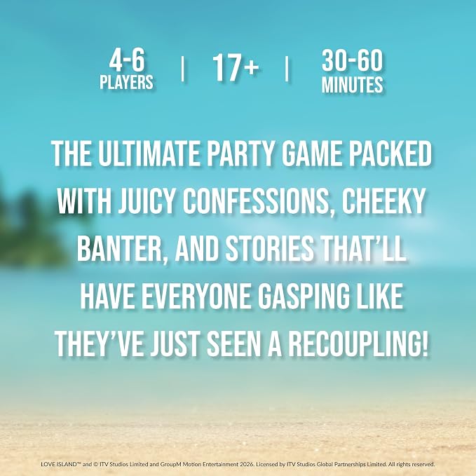 Never Have I Ever Love Island - Love Island Party Game - Uncover Secrets, Share Stories, and Clear Your Hand - The Classic Viral Hilarious and Funny Icebreaker for Adults, 3-6 Players, Ages 17+