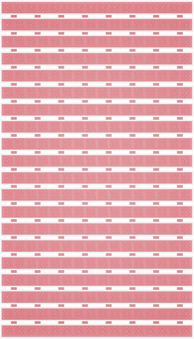 Non Slip Rubber Bathtub & Shower Mat - Fast Drain & Upright Drying Design, Strong Suction Cups, Structured Textured Surface, Low-Maintenance Bathroom Safety Mat, 27 x 16 Inch, Pink, Matace