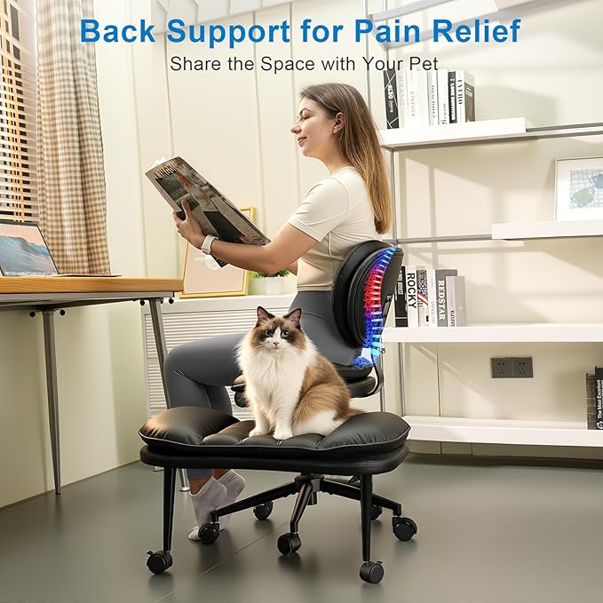 Cross Legged Office Chair, Ergonomic Cloud Criss Cross Desk Chair, Meditation Chair with Wheels, Height Adjustable Seat for ADHD, Wide Kneeling Chair with Back Support