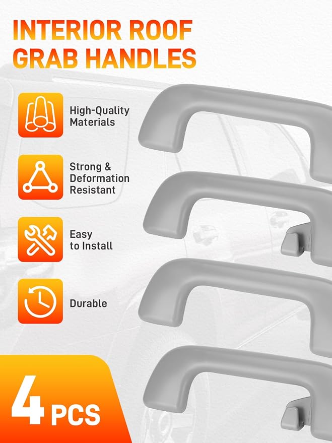4PCS Front ＆ Rear Driver Passenger Side Inner Roof Grab Handle | Compatible with Toyota 4Runner Corolla RAV4 Prius Highlander 2005-2021 Ceiling Assist Handle Replaces 74610-52030 74610-52020