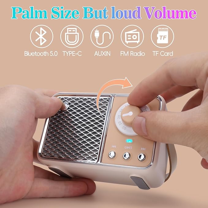 Dosmix Retro Bluetooth Speaker, Vintage Decor, Wireless Bluetooth Speakers, Cute Old Fashion Style for Kitchen Desk Bedroom Office Party Outdoor Kawaii Accessories (Smoke Green)