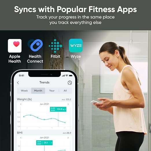 Wyze Scale S Smart Scale for Body Weight & Fat, Bluetooth, 400 lb, White | Tracks 12 metrics, Baby/Pet Mode, Sync with Fitness Apps, Heart Rate Tracking, Smart User Recognition, Unlimited Sharing