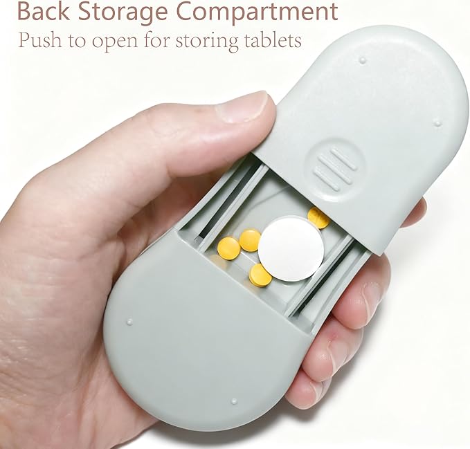 Pill Cutter Splitter for Small and Tiny Pills - Premium Silicone Precision Pill Splitter - Designed for Swallowing Difficulties & Pets. Nonslip Pad. Wrap-Around Blade Guard. Back Storage (Cyan)