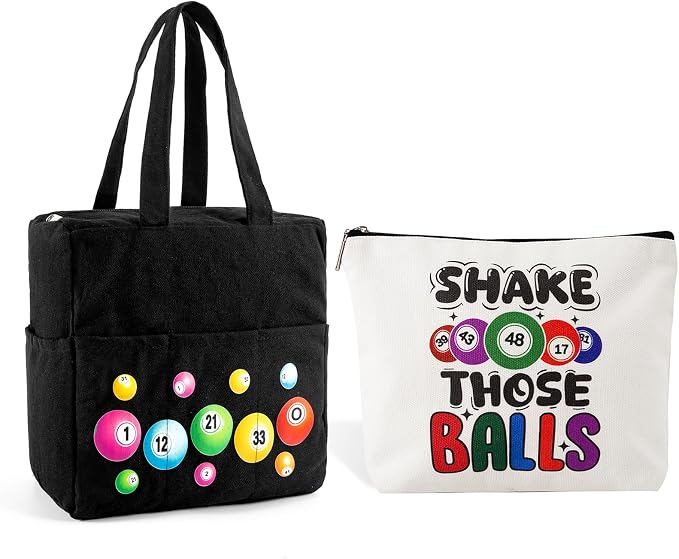 Bingo Bags with Pockets on Clearance,Zipper Bingo Daubers Bags Supplies Accessories,Gifts for Game Lover Gambler Adults Seniors Elderly Set of 2