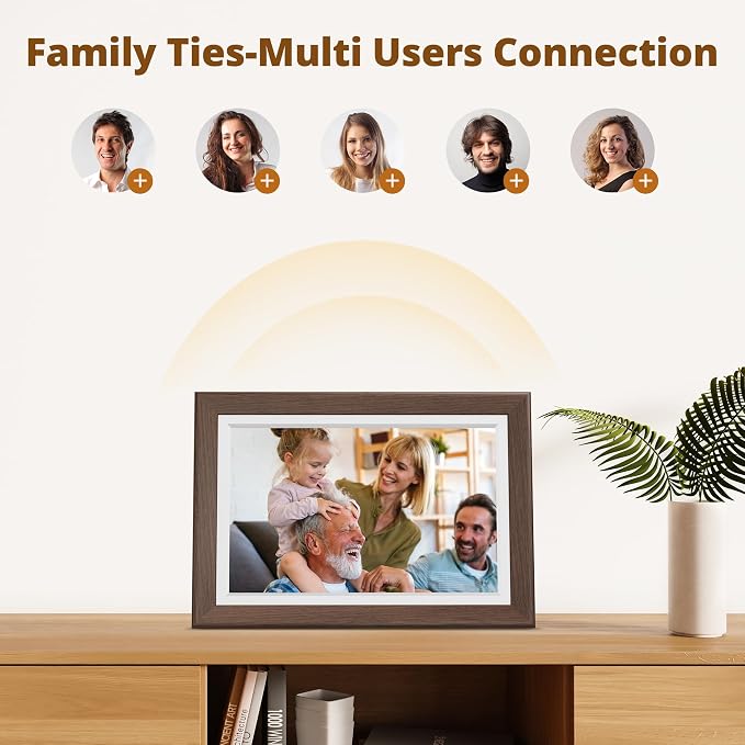 Dragon Touch Digital Picture Frame WiFi 10 inch IPS Touch Screen Digital Photo Frame Display, 32GB Storage, Auto-Rotate, Share Photos via App, Email, Cloud, Classic 10 Brown