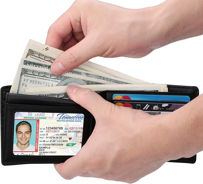 HIMI Wallet for Men-Genuine Leather RFID Blocking Bifold Stylish Wallet With 2 ID Window