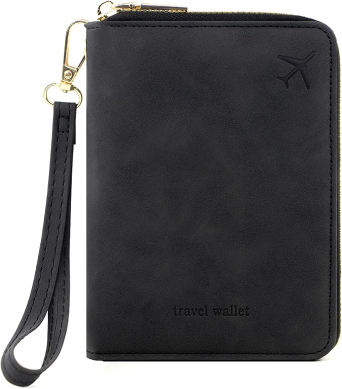 Family Passport Holder for Travel Women and Men RFID Blocking Passport Holder with Zipper Multi-functional Passport Wallet Passport Case Passport cover Travel Essentials