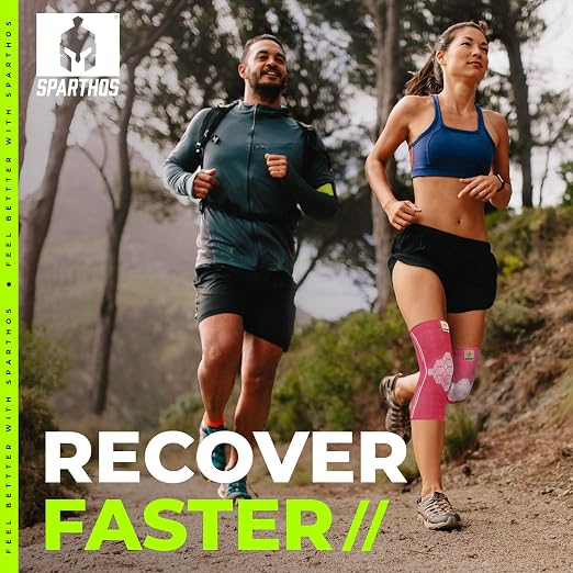 Sparthos Knee Compression Sleeves by (Pair) – Joint Protection and Support for Running, Sports, Knee Pain Relief – Knee Brace for Men and Women (Flamingo Pink, XX-Large)