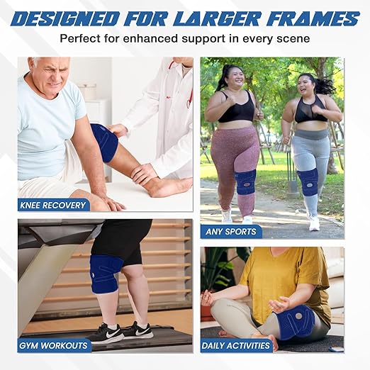 Nvorliy Knee Brace for Women Plus Size for Knee Pain (XL-8XL) - Extra Large Knee Brace with Side Stabilizers for Arthritis, Meniscus Tear, Knee Pain Relief, ACL, LCL, MCL (5XL/6XL, Navy)