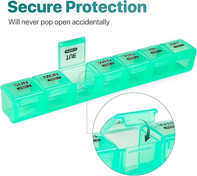 Sukuos Monthly Pill Organizer 4 Week, Large Pill Box Moisture/Dust-Proof Cases for Month Vitamin/Fish Oil/Supplements with Clear Lid, Easy to Open & Clean