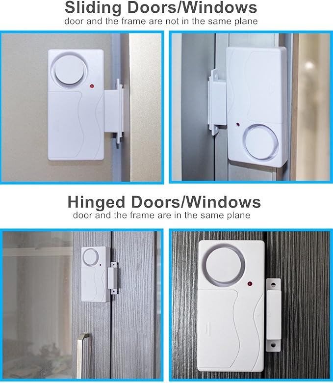WSDCAM Wireless Door Alarm with Remote 2 Pack, Battery Included, 105 dB Loud Pool Door Alarm, Wireless Door Open Alarms Sensor for Kids Safety Home Security