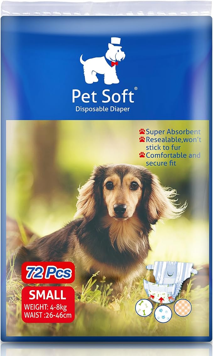 Pet Soft Dog Diapers Female - Disposable Puppy Diapers, Cat Diaper 72pcs Small