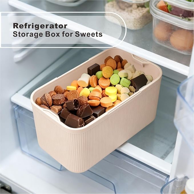 SANIDIKA Lockable Storage Box, Locking Medicine Box, Cell Phone Locked Jail, Food Medical Lockbox, Containers Bin for Personal Refrigerator Home Office Organization Travel Farther Gift (Cream Plus)