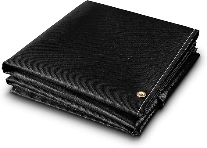 YESWELDER Heavy Duty Silicone Coating Fiberglass Welding Blanket, 4 x 6ft Fireproof Insulation Blanket, 1/3”(8mm) Thickened Weld Cover with Grommets, Thermal Resistant Welding Curtain Mat Grill