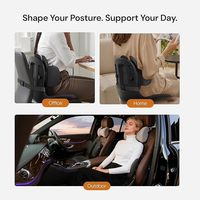 CabSupport M3 Ergonomic Seat Cushion Dynamic Lumbar Support Spineseat Patented Spine Alignment Ergonomic Posture Corrector, Ideal for Seniors & Teens, Breathable Design for Home, Gaming & Meditation